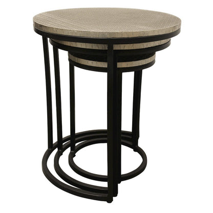 Meenal Nesting Table in Brass Silver