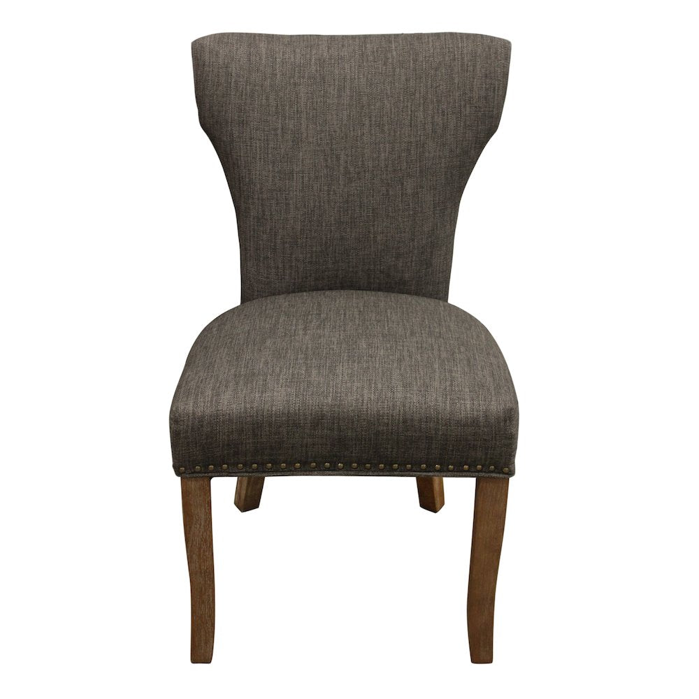 9-Piece Dining Set 8 Jill Dining Chairs in Dark Gray Fabric Dark Brown Legs