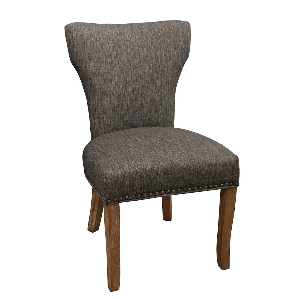 9-Piece Dining Set 8 Jill Dining Chairs in Dark Gray Fabric Dark Brown Legs