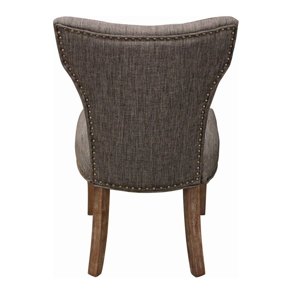 9-Piece Dining Set 8 Jill Dining Chairs in Dark Gray Fabric Dark Brown Legs