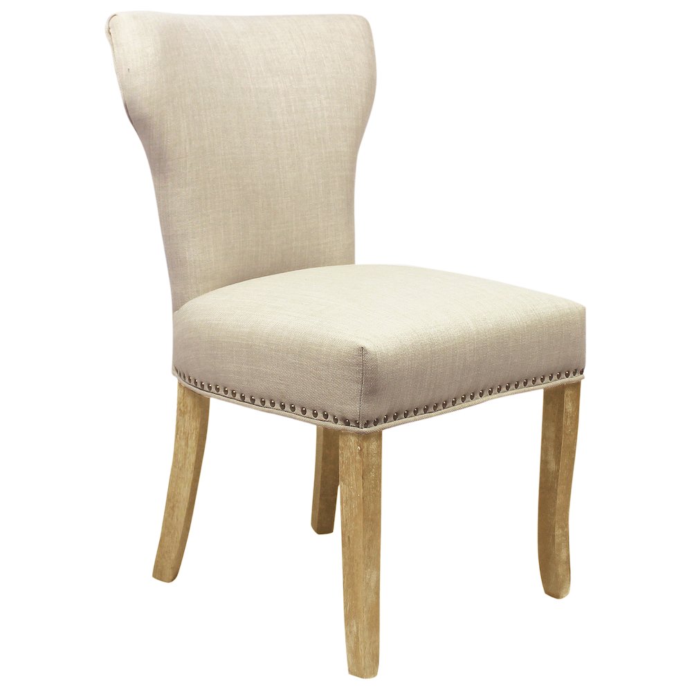 9-Piece Dining Set 8 Jill Dining Chairs in Ivory Fabric Natural Legs