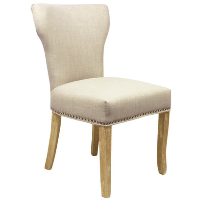 9-Piece Dining Set 8 Jill Dining Chairs in Ivory Fabric Natural Legs