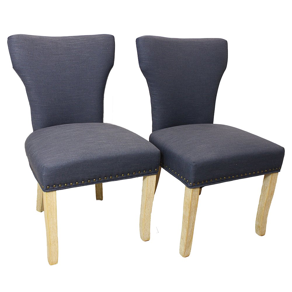 9-Piece Dining Set 8 Jill Dining Chairs in Blue Fabric Natural Legs