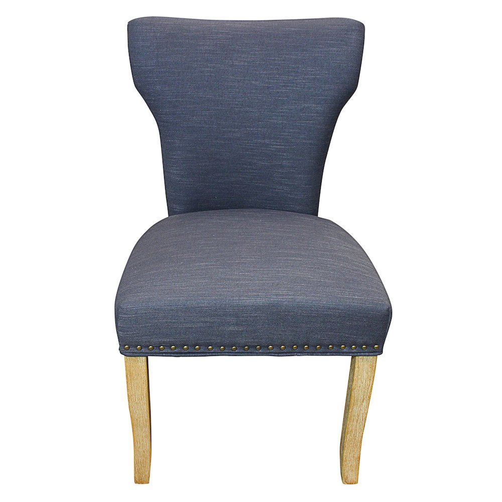 9-Piece Dining Set 8 Jill Dining Chairs in Blue Fabric Natural Legs
