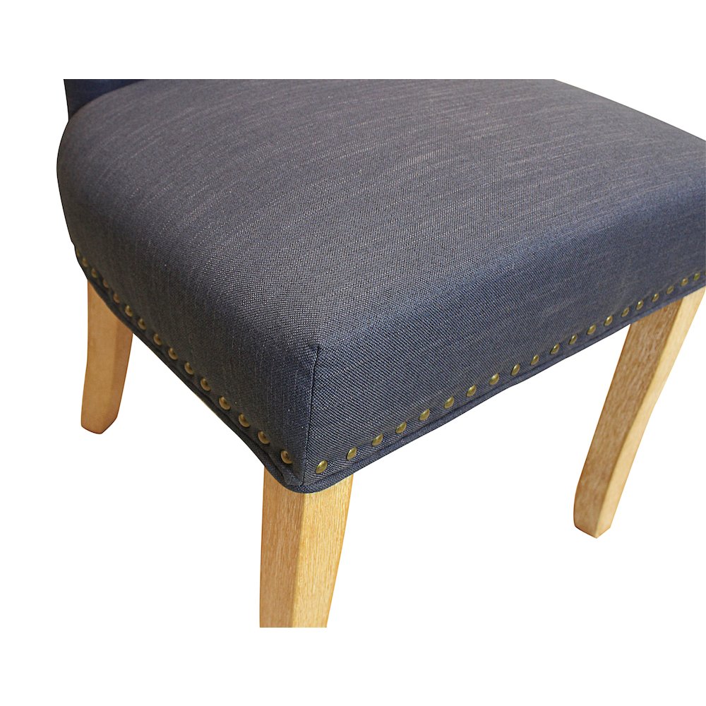 9-Piece Dining Set 8 Jill Dining Chairs in Blue Fabric Natural Legs