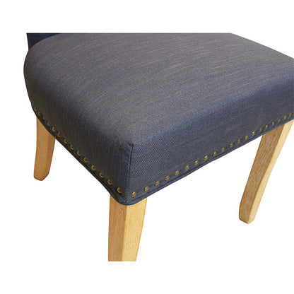 9-Piece Dining Set 8 Jill Dining Chairs in Blue Fabric Natural Legs