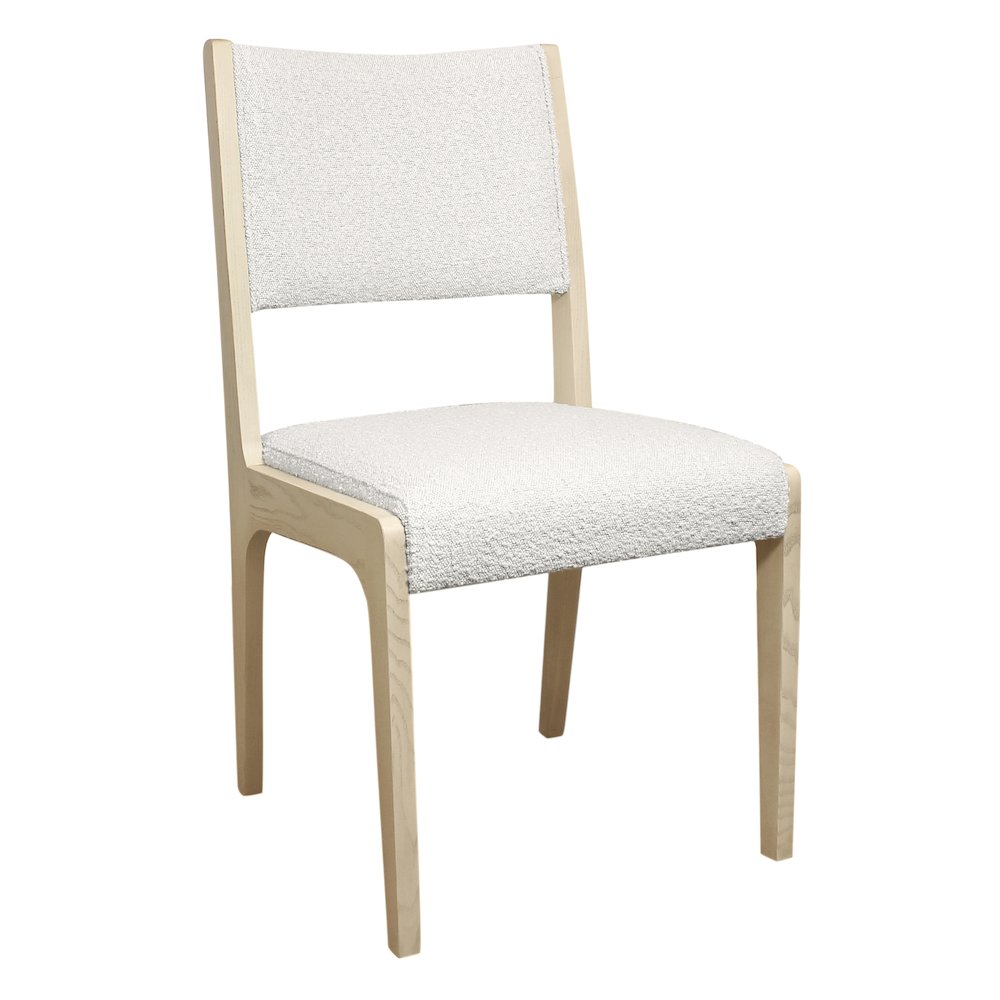 Logan 9-Piece Dining Set with 8 Ash Dining Chairs in Ivory Boucle Linen Fabric