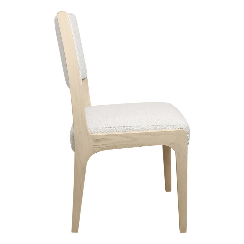 Logan 9-Piece Dining Set with 8 Ash Dining Chairs in Ivory Boucle Linen Fabric