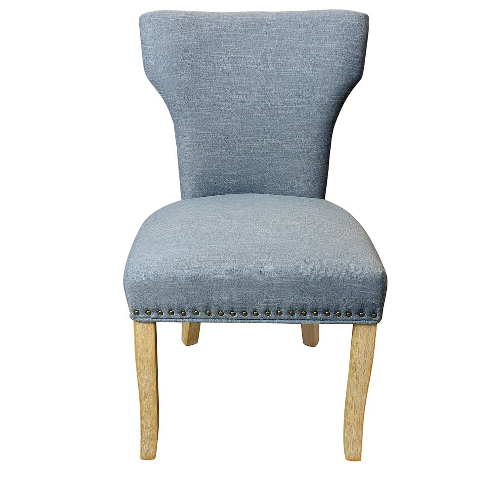 9-Piece Dining Set 8 Jill Dining Chairs in Denim Fabric Natural Legs