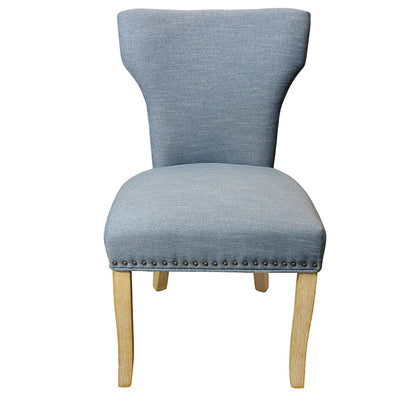 9-Piece Dining Set 8 Jill Dining Chairs in Denim Fabric Natural Legs