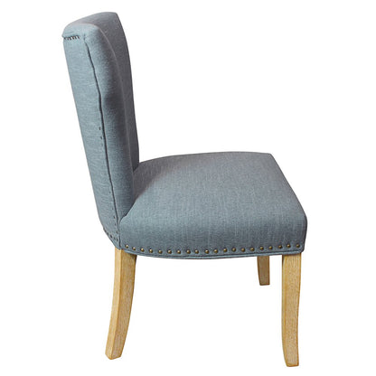 9-Piece Dining Set 8 Jill Dining Chairs in Denim Fabric Natural Legs