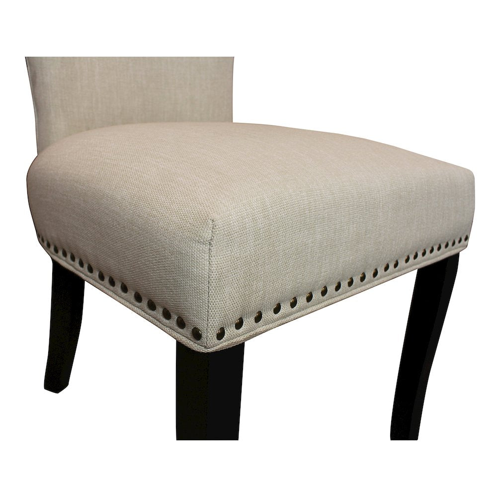 9-Piece Dining Set 8 Jill Dining Chairs in Ivory Fabric Antique Brown Legs