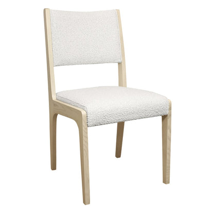 9-Piece 72" Dining Set 8 Ash Dining Chairs in Ivory Boucle Linen Fabric