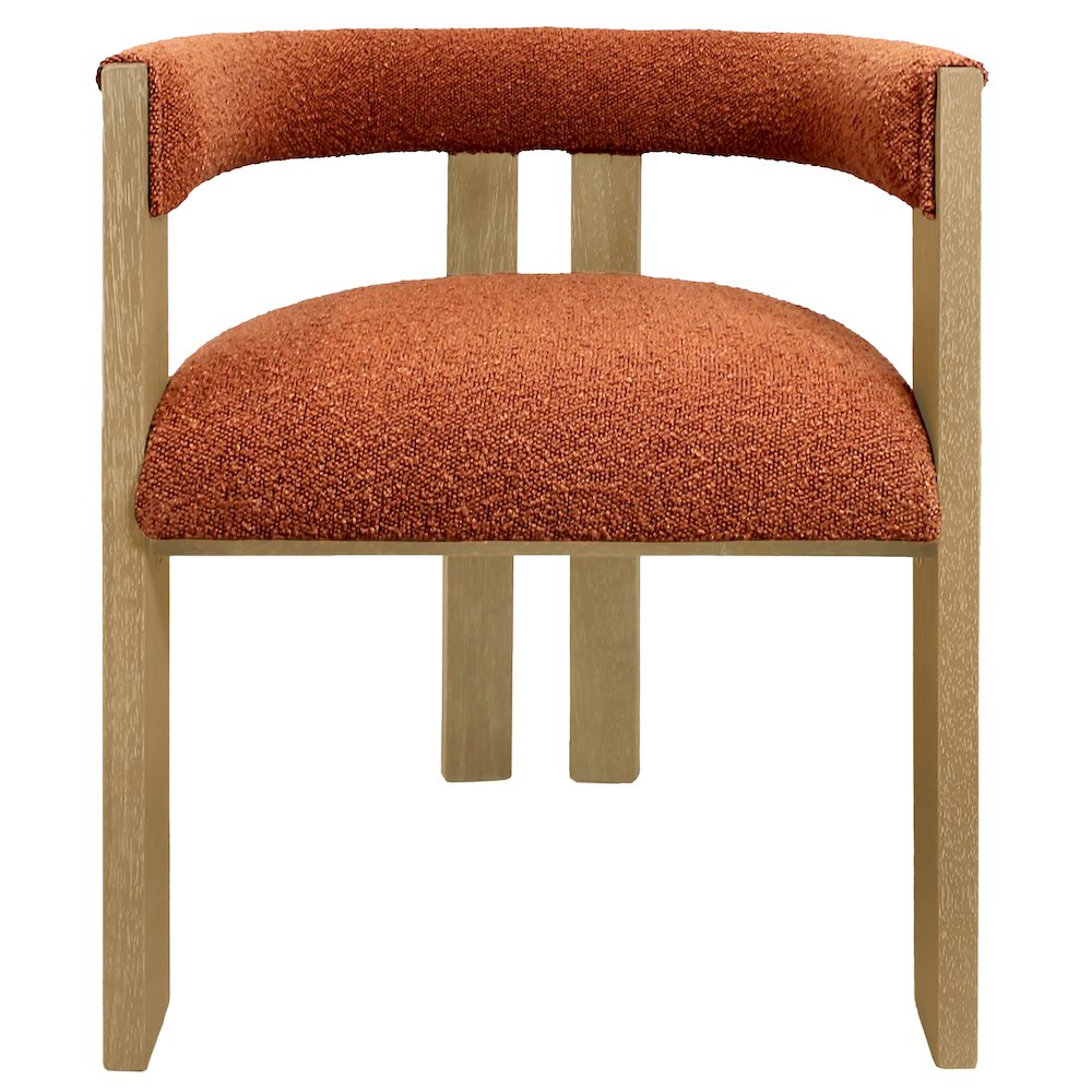 9-Piece 72" Dining Set 8 Trish Arm Chairs in Rust Orange Boucle Linen Fabric
