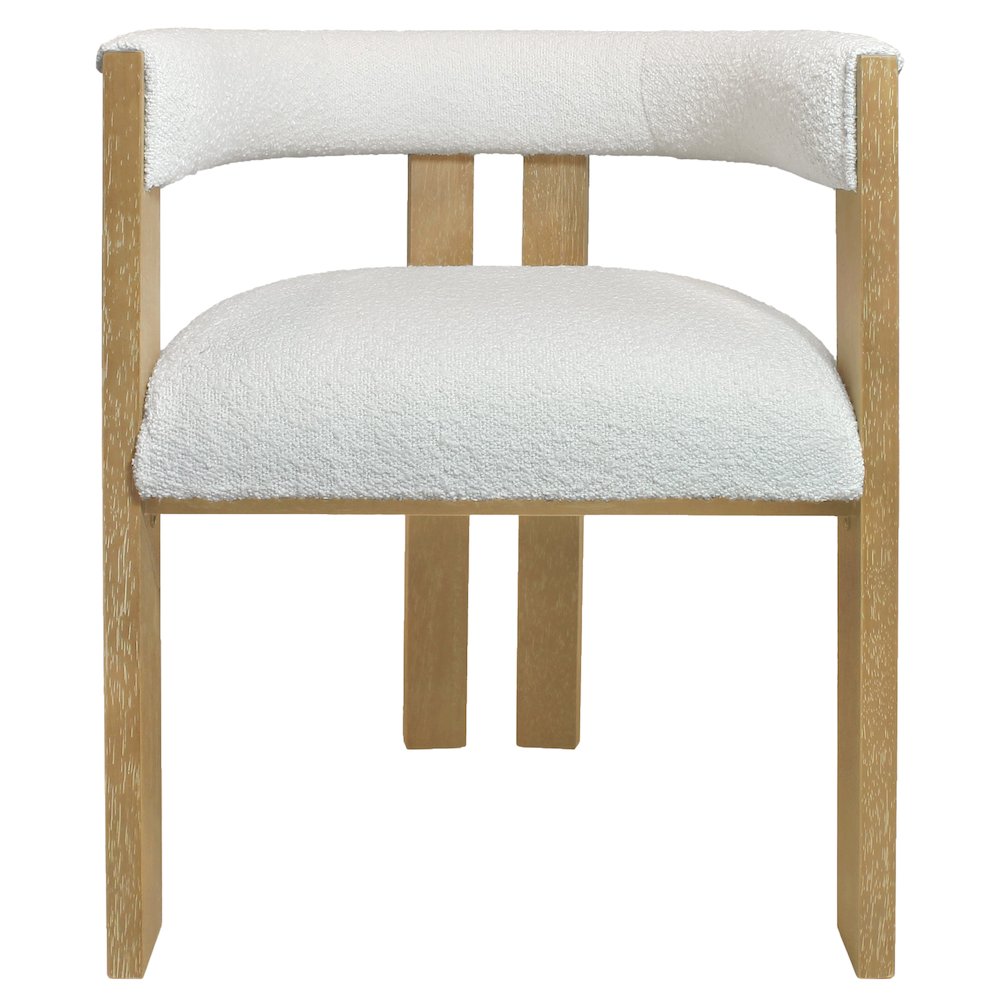 9-Piece 72" Dining Set 8 Trish Arm Chairs in Ivory Boucle Linen Fabric