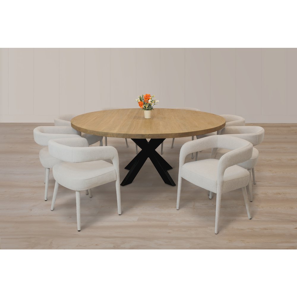 Logan 9-Piece 72" Dining Set with 8 Galway Dining Chairs in Ivory Linen Fabric