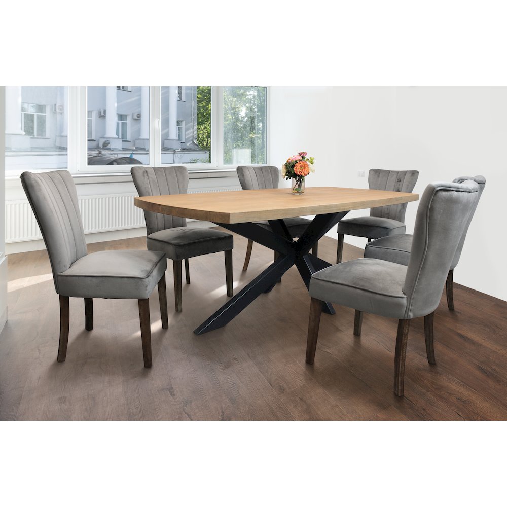 Logan 82" Dining Table, with 6 Cleo Mink Dining Chairs