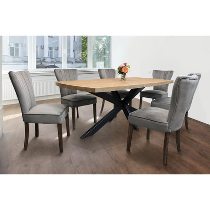 Logan 82" Dining Table, with 6 Cleo Mink Dining Chairs