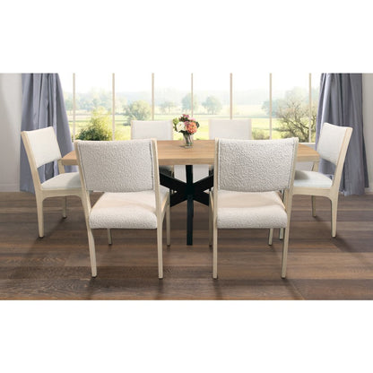 Logan 82" Dining Table, with 6 Ash Ivory Boucle Dining Chairs