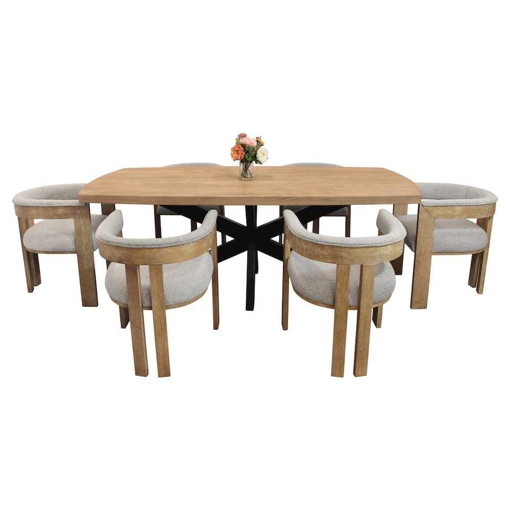 Logan 82" Dining Table with 6 Trish Silver Arm Chairs