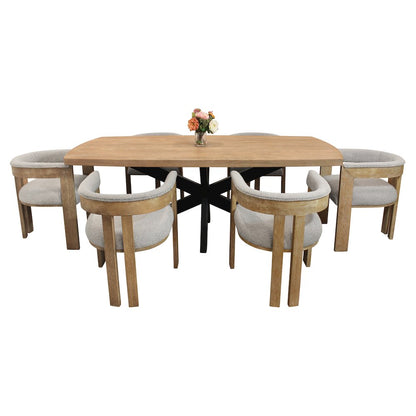 Logan 82" Dining Table with 6 Trish Silver Arm Chairs
