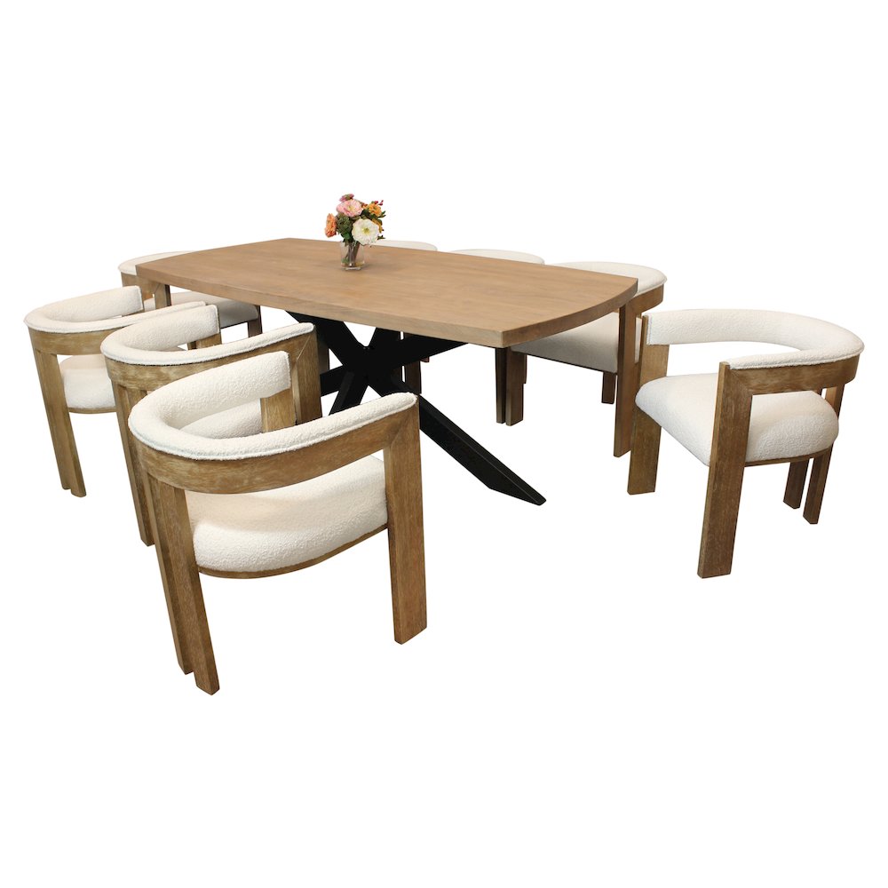 Logan 82" Dining Table with 8 Trish Ivory Chairs