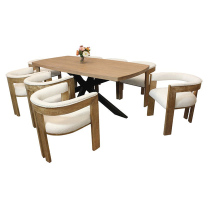 Logan 82" Dining Table with 8 Trish Ivory Chairs