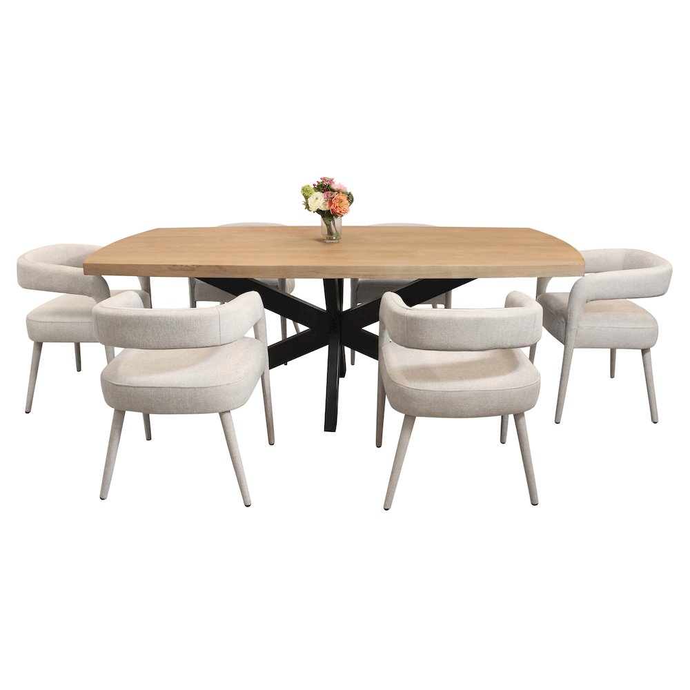 Logan 82" Dining Table with 3 sets of Galway Ivory Side Chairs
