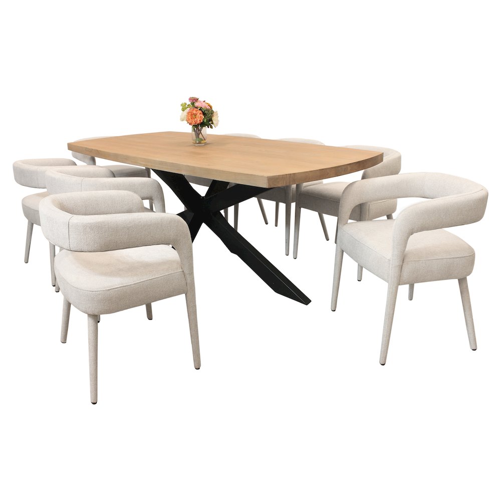 Logan 82" Dining Table with 4 sets of Galway Ivory Side Chairs