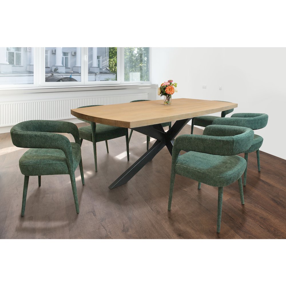 Logan 82" Dining Table with 3 sets of Galway Teal Side Chairs