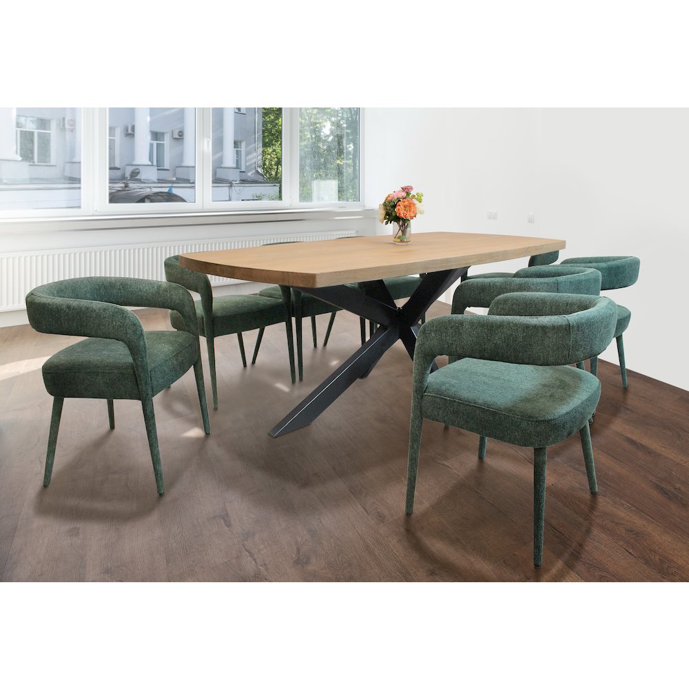 Logan 82" Dining Table with 4 sets of Galway Teal Side Chairs