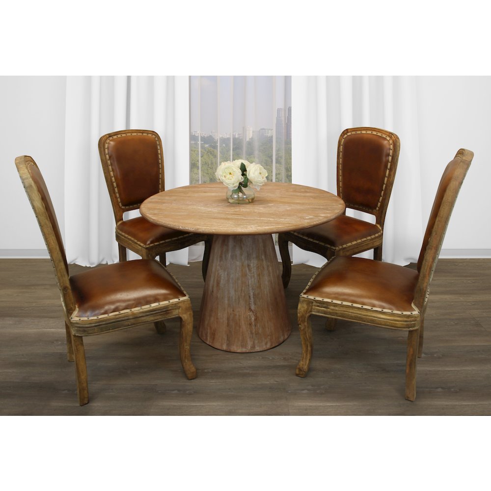 Jaden 42" Dining Table with 2 sets of Frank Leather Chairs