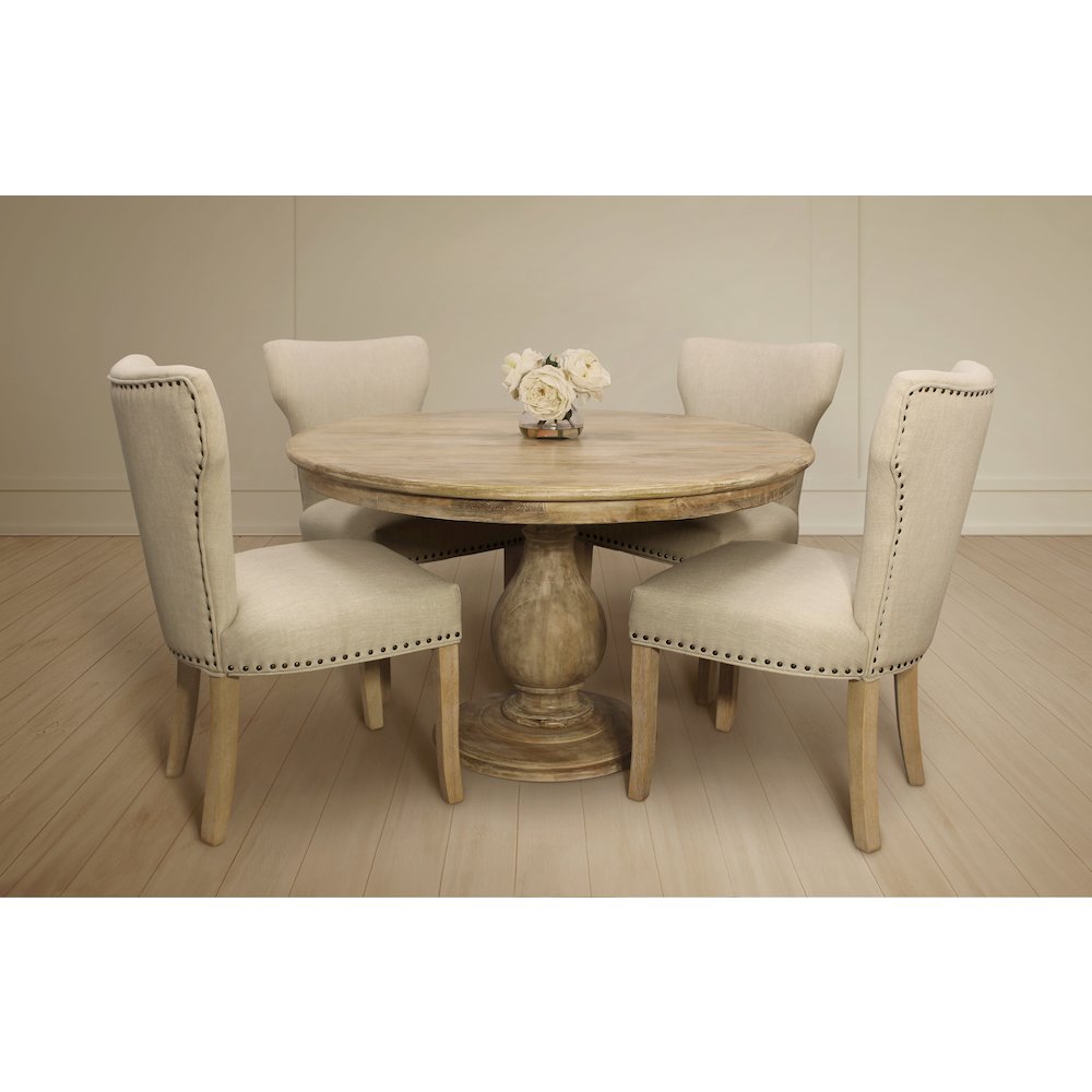 Jenna 48" Dining Table with 2 Sets of Jill Ivory Side Chairs
