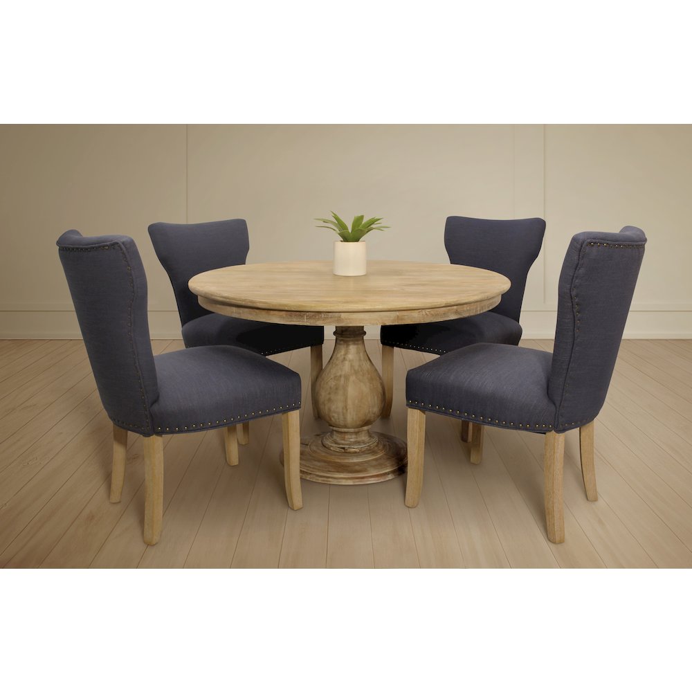 Jenna 48" Dining Table with 2 Sets of Jill Blue Side Chairs