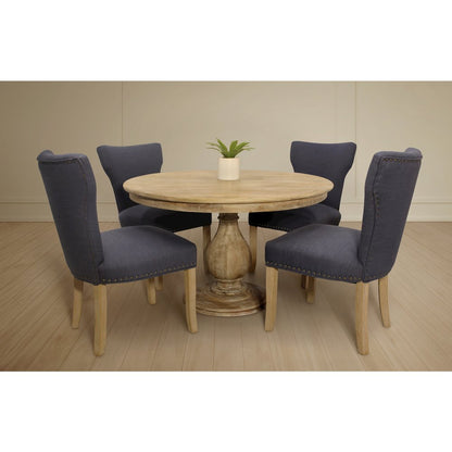 Jenna 48" Dining Table with 2 Sets of Jill Blue Side Chairs