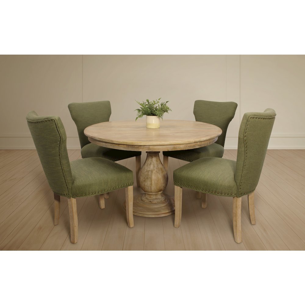 Jenna 48" Dining Table with 2 Sets of Jill Green Side Chairs
