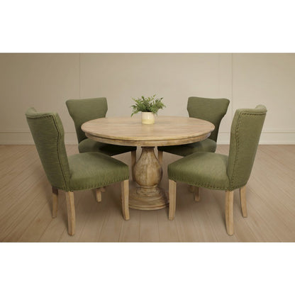 Jenna 48" Dining Table with 2 Sets of Jill Green Side Chairs