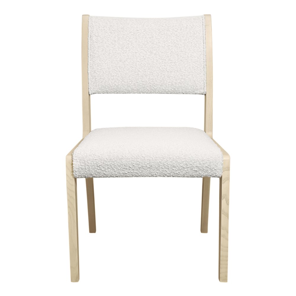 Jenna 48" Dining Table with 2 Sets of Ash Chairs in Ivory Boucle Fabric
