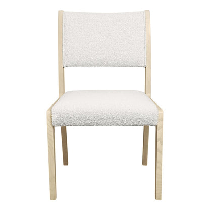 Jenna 48" Dining Table with 2 Sets of Ash Chairs in Ivory Boucle Fabric