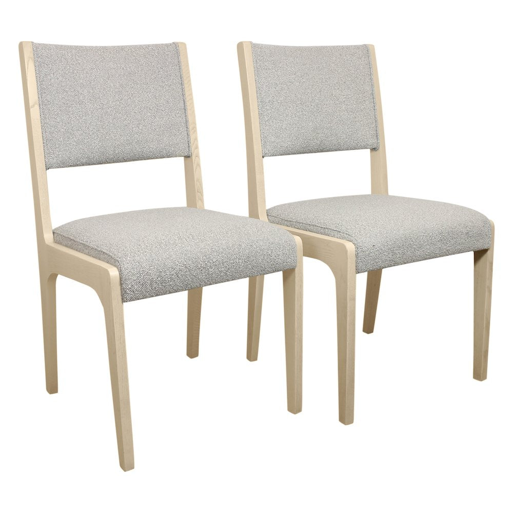 Jenna 48" Dining Table with 2 Sets of Ash Chairs in Gray Boucle Fabric