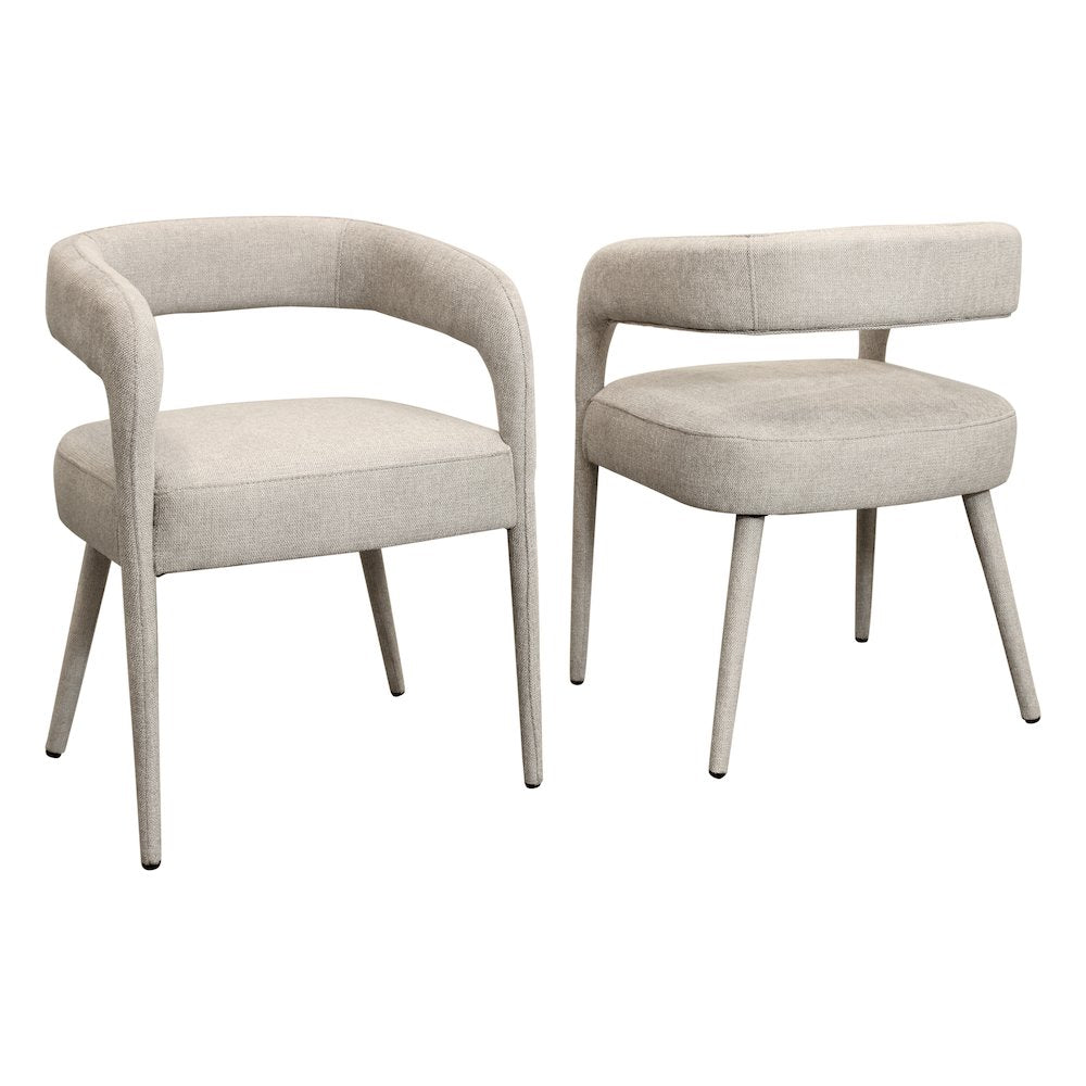 Jenna 48" Dining Table with 2 Sets of Galway Chairs in Ivory Linen Fabric