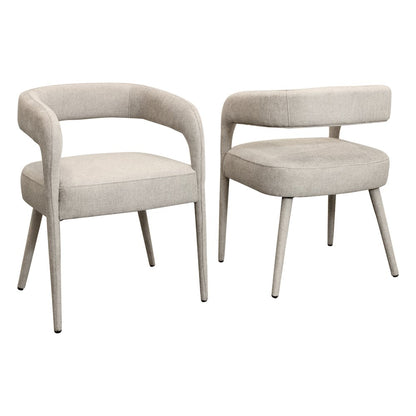 Jenna 48" Dining Table with 2 Sets of Galway Chairs in Ivory Linen Fabric