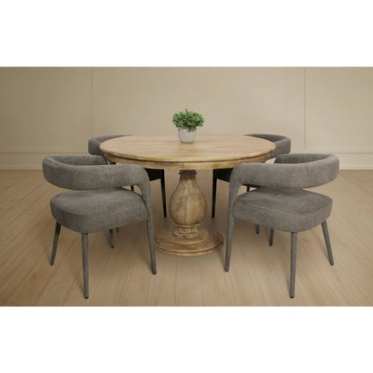 Jenna 48" Dining Table with 2 Sets of Galway Chairs in Dark Gray Linen Fabric