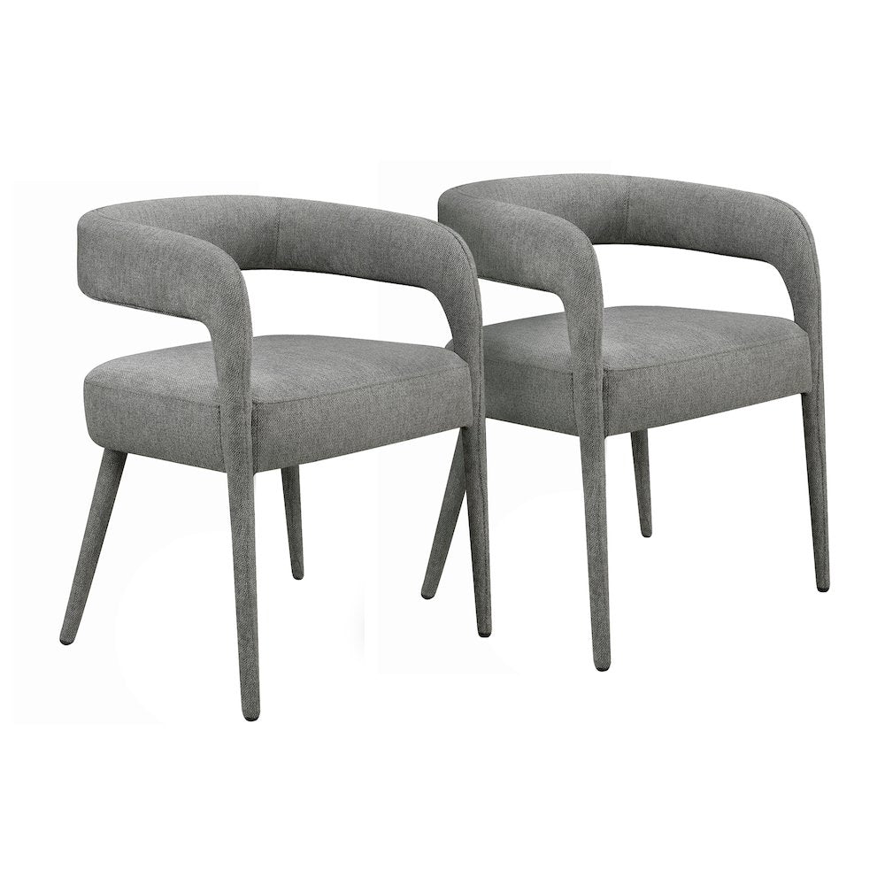 Jenna 48" Dining Table with 2 Sets of Galway Chairs in Dark Gray Linen Fabric