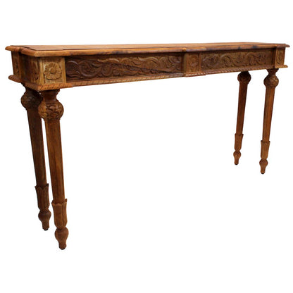 Tigard Console in Walnut with Handcarved Detailing