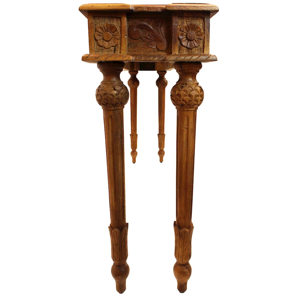 Tigard Console in Walnut with Handcarved Detailing