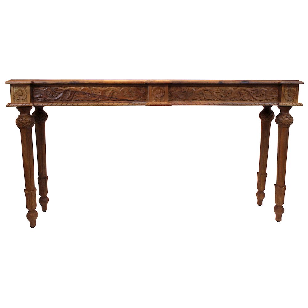 Tigard Console in Walnut with Handcarved Detailing