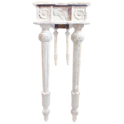 Tigard Console in Antique White with Handcarved Detailing