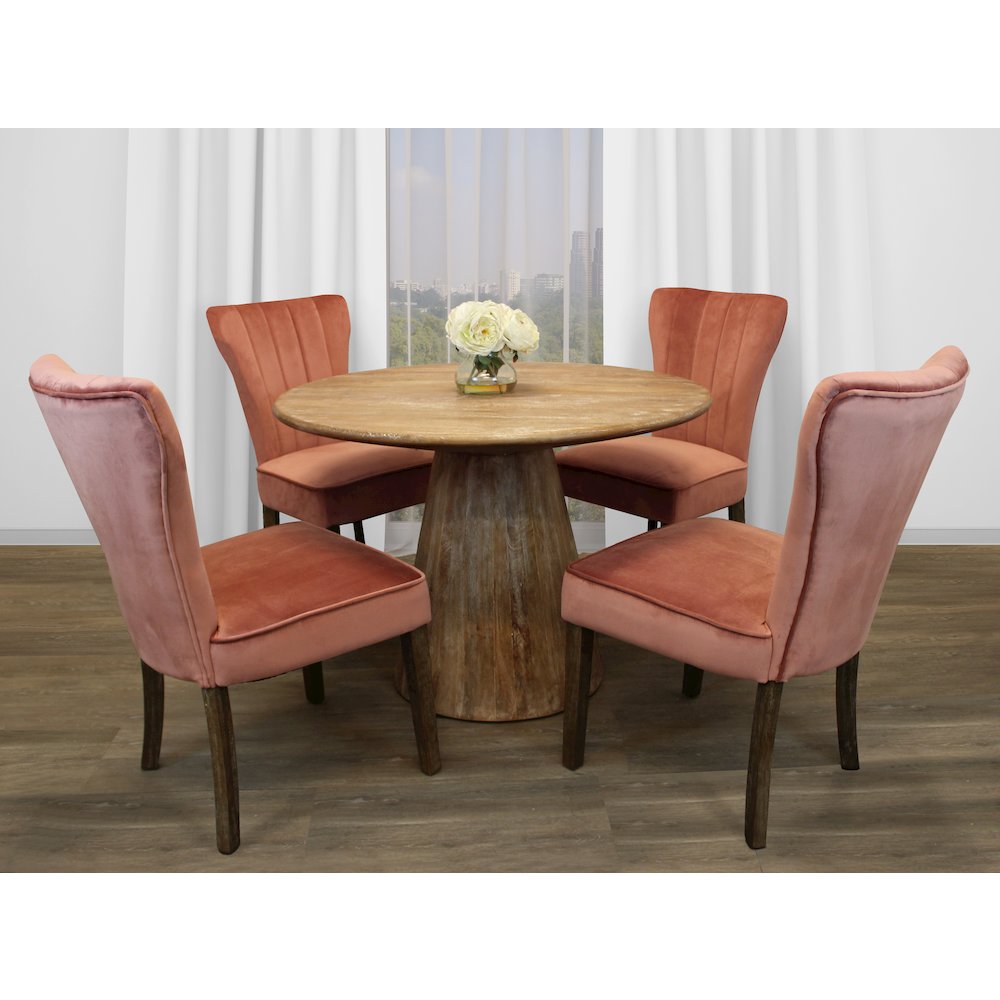 Jaden 42" Dining Table with 2 sets of Cleo Blush Chairs