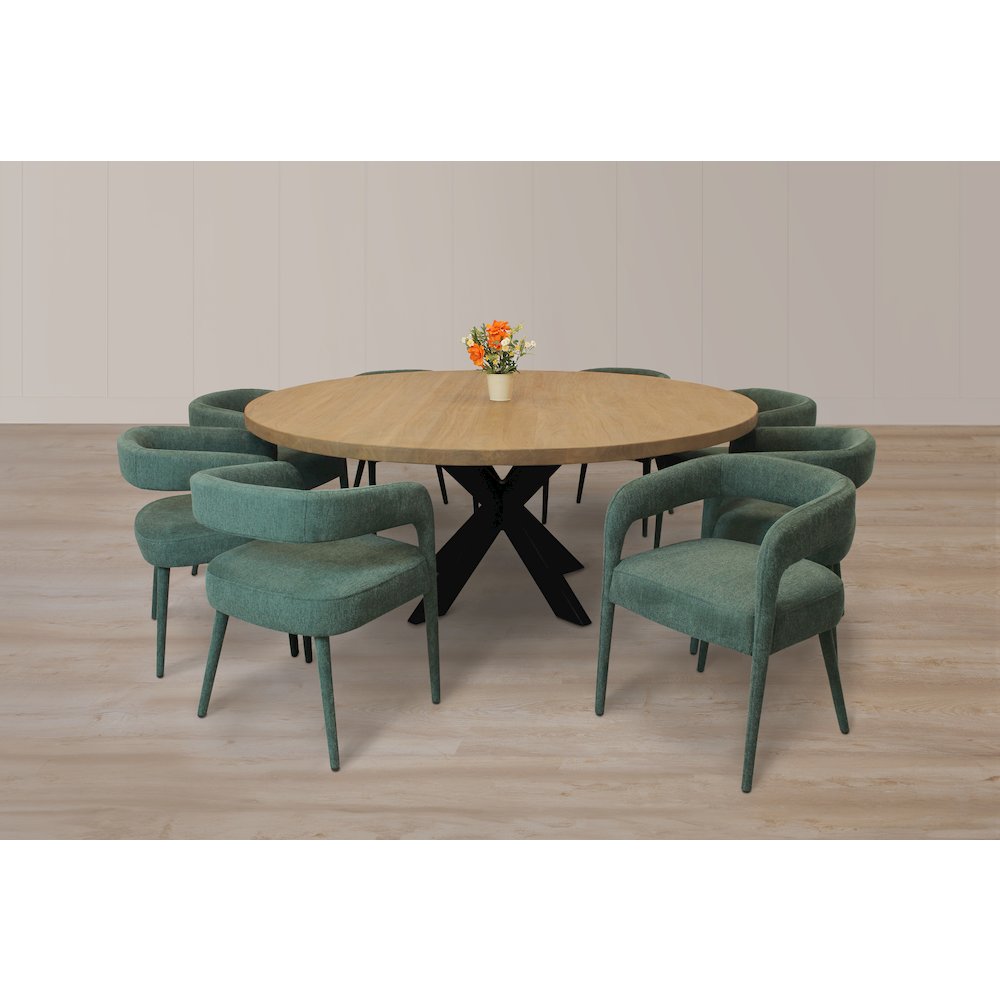 Logan 9-Piece 72" Dining Set with 8 Galway Dining Chairs in Teal Linen Fabric